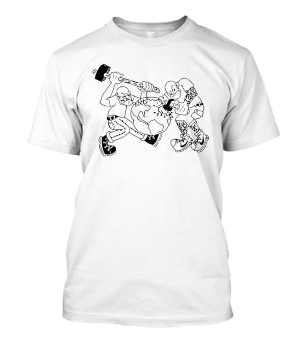 Skinhead Hammering The World Subculture Earth Tattoo T-Shirt