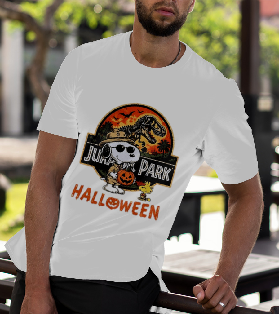 Snoopy Woodstock Jurassic Park Halloween Pumpkin T-Shirt