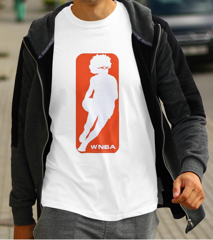 WNBA Maplewedgie Basketball Player White Silhouette On Orange T-Shirt