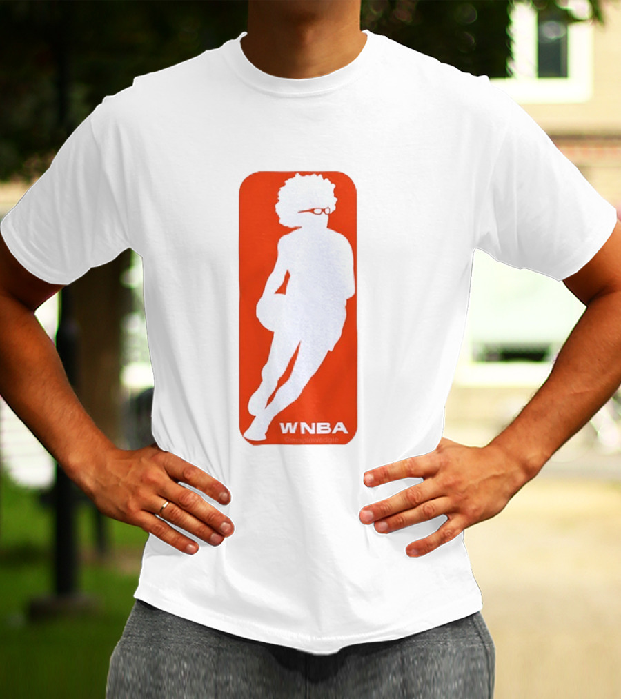 WNBA Maplewedgie Basketball Player White Silhouette On Orange T-Shirt