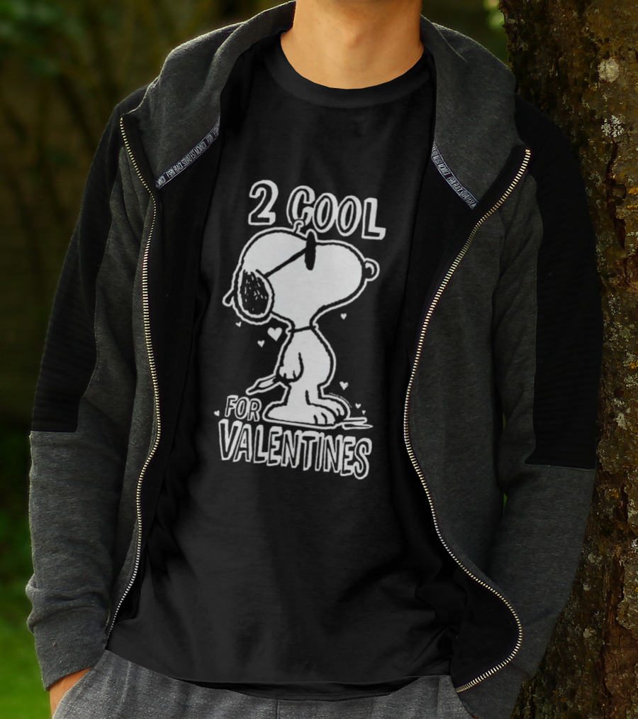 2 Cool For Valentines Peanuts Snoopy T-Shirt