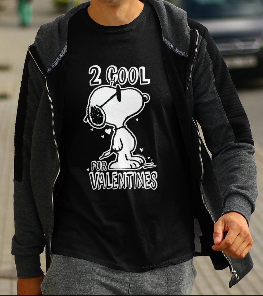2 Cool For Valentines Peanuts Snoopy T-Shirt