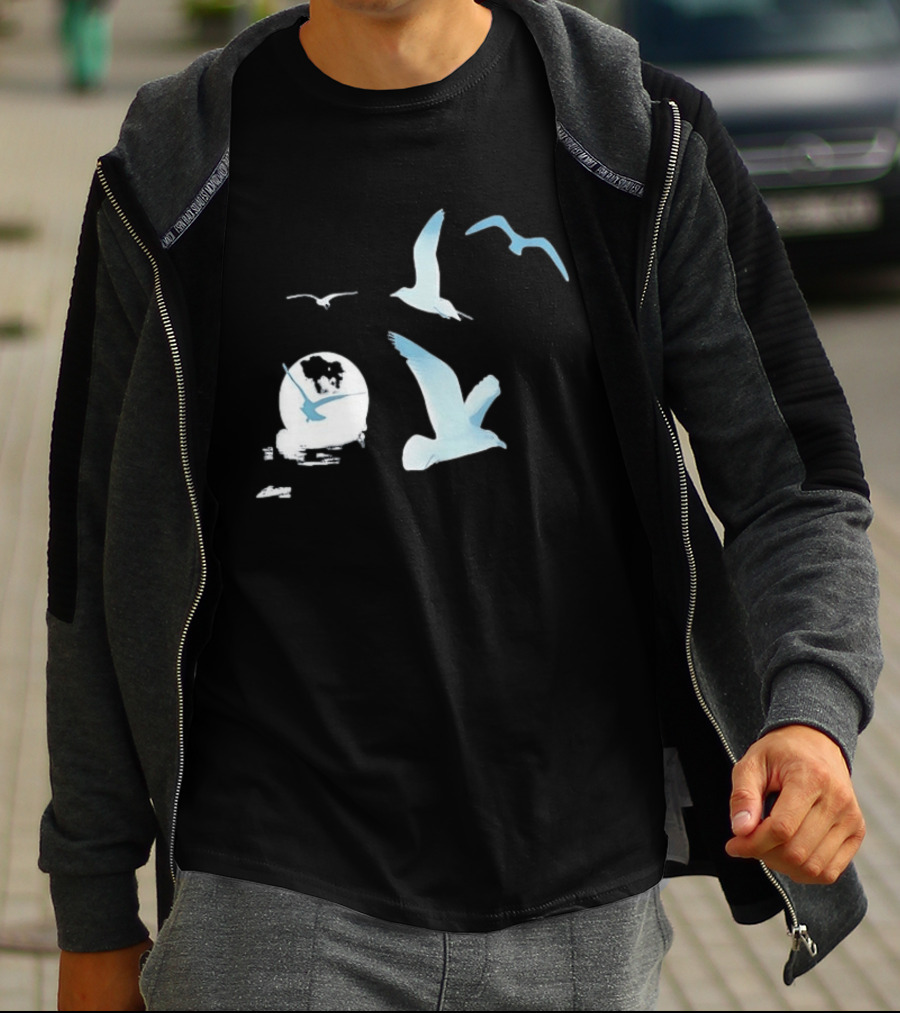 1989 Seagull Boxy Flock In Flight Retro Aesthetic T-Shirt