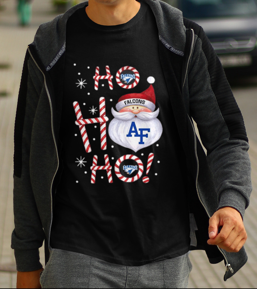 Air Force Falcons Christmas Santa Ho Ho Ho Peppermint Letters T-Shirt