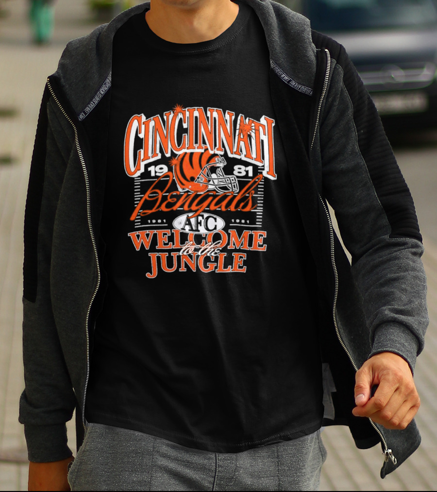 Cincinnati Bengals 1981 Welcome To The Jungle AFC Helmet T-Shirt