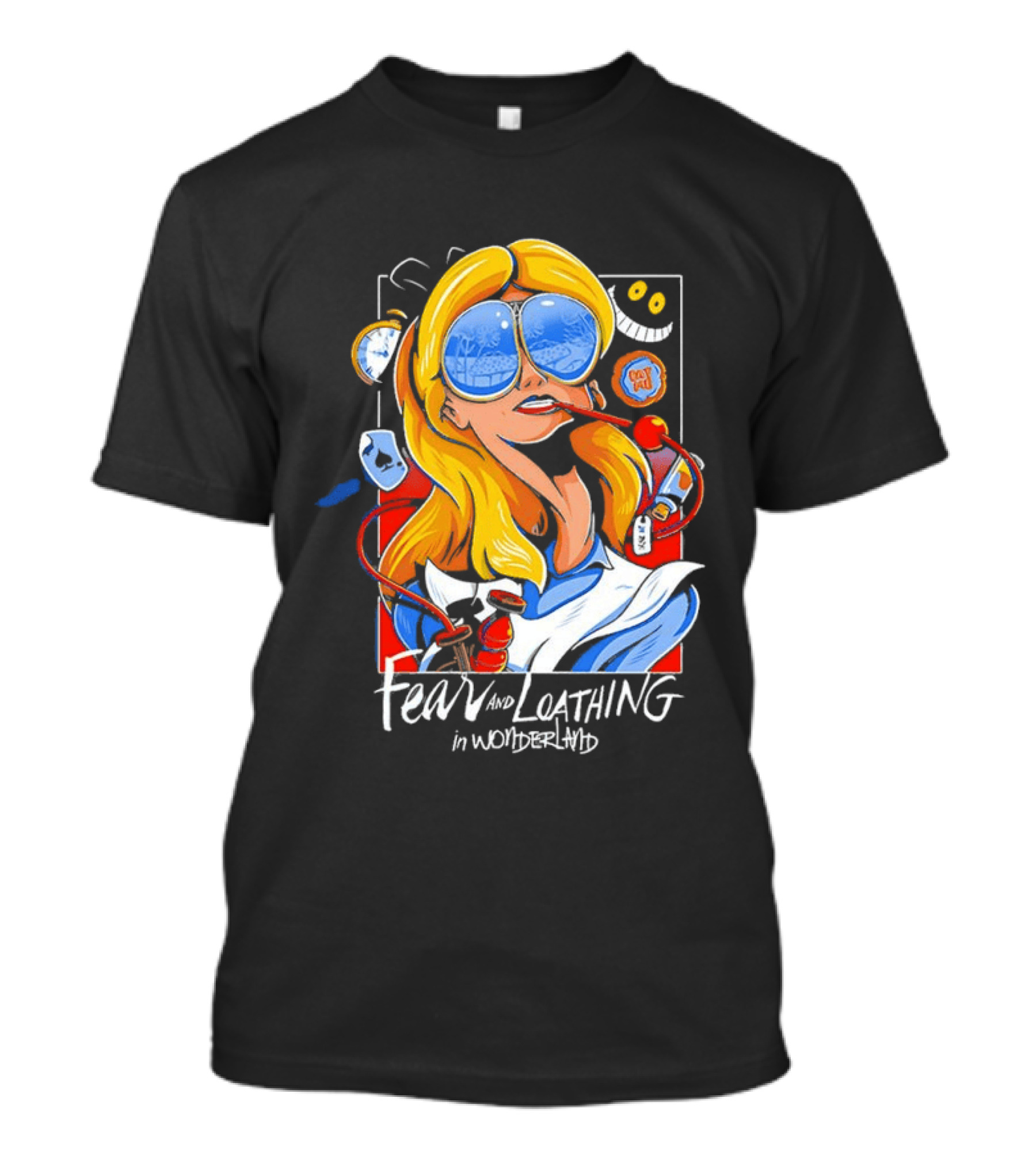 Alice Fear And Loathing In Wonderland Smoking Sunglasses Psychedelic T-Shirt