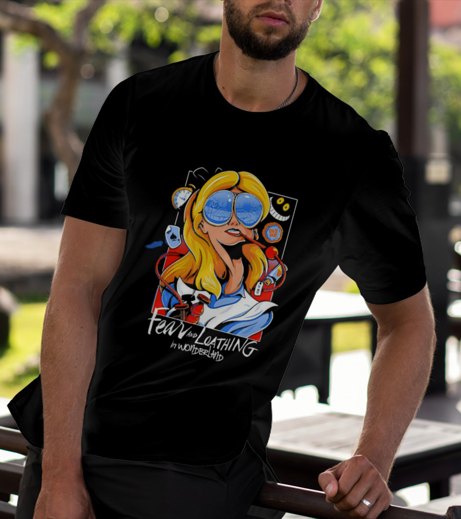 Alice Fear And Loathing In Wonderland Smoking Sunglasses Psychedelic T-Shirt