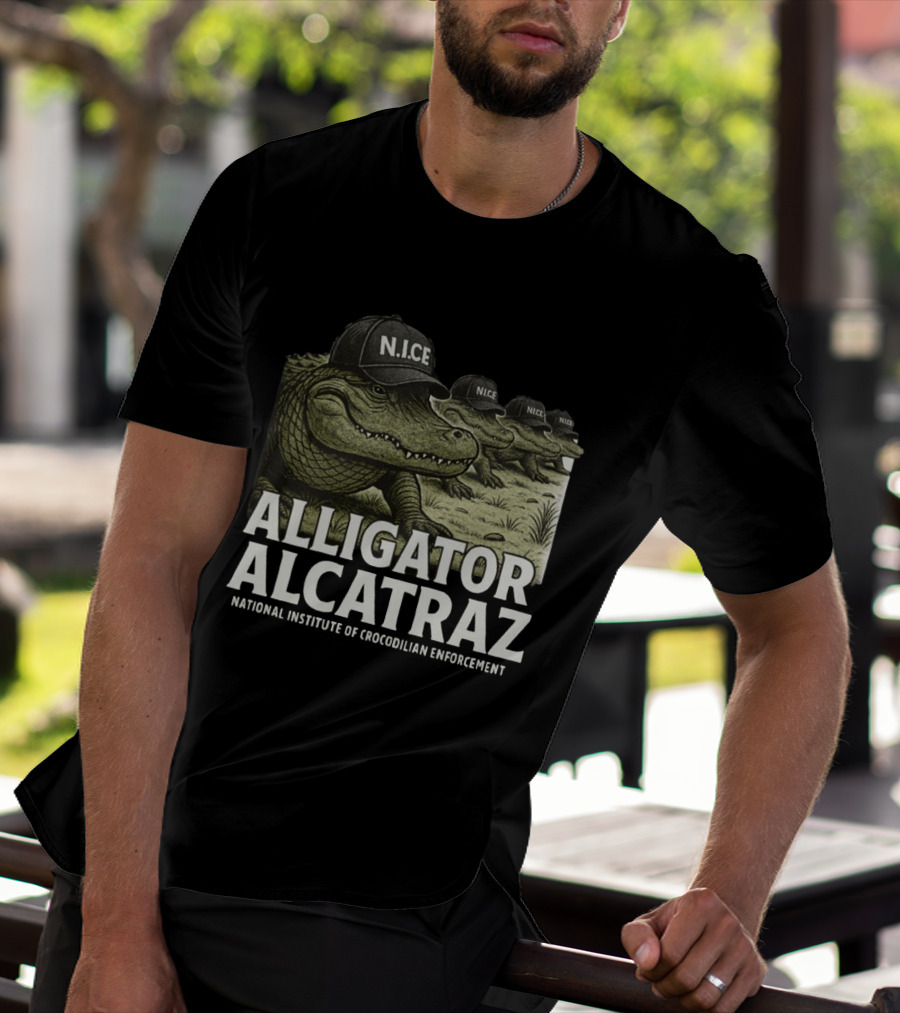 Alligator Alcatraz N.I.C.E. National Institute Of Crocodilian Enforcement T-Shirt