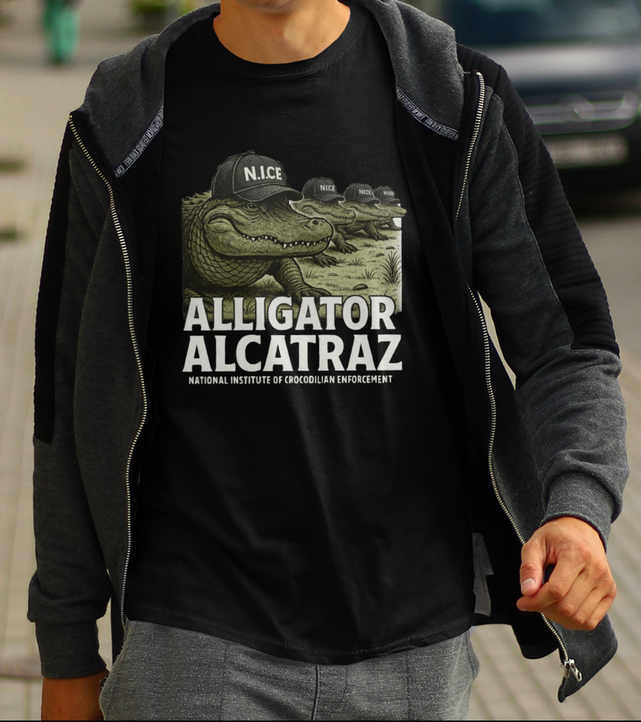 Alligator Alcatraz N.I.C.E. National Institute Of Crocodilian Enforcement T-Shirt