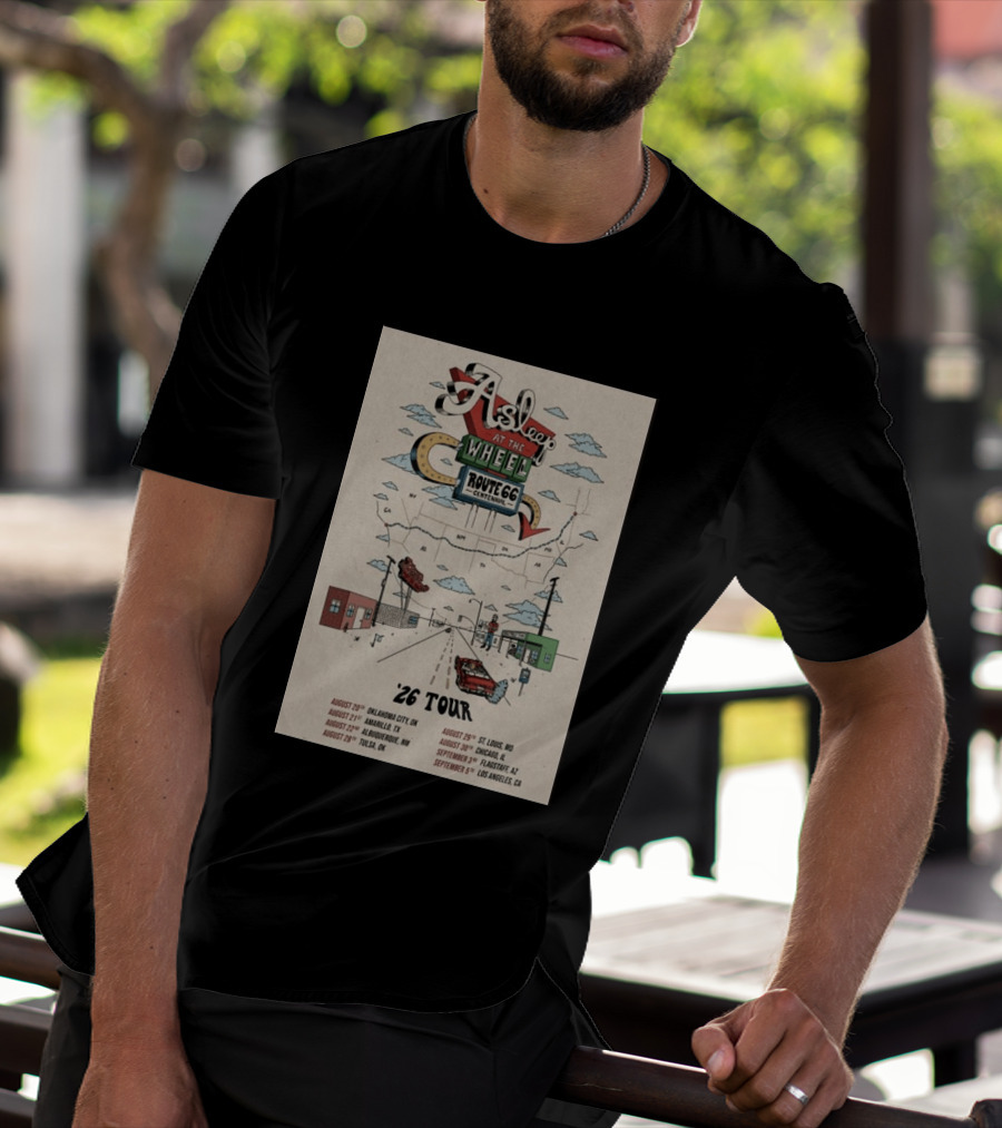 Asleep At The Wheel Route 66 Centennial 2026 Tour Oklahoma City Amarillo Albuquerque Tulsa St. Louis Chicago Flagstaff Los Angeles T-Shirt