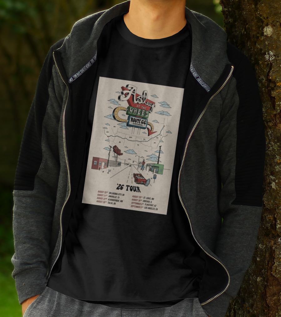 Asleep At The Wheel Route 66 Centennial 2026 Tour Oklahoma City Amarillo Albuquerque Tulsa St. Louis Chicago Flagstaff Los Angeles T-Shirt