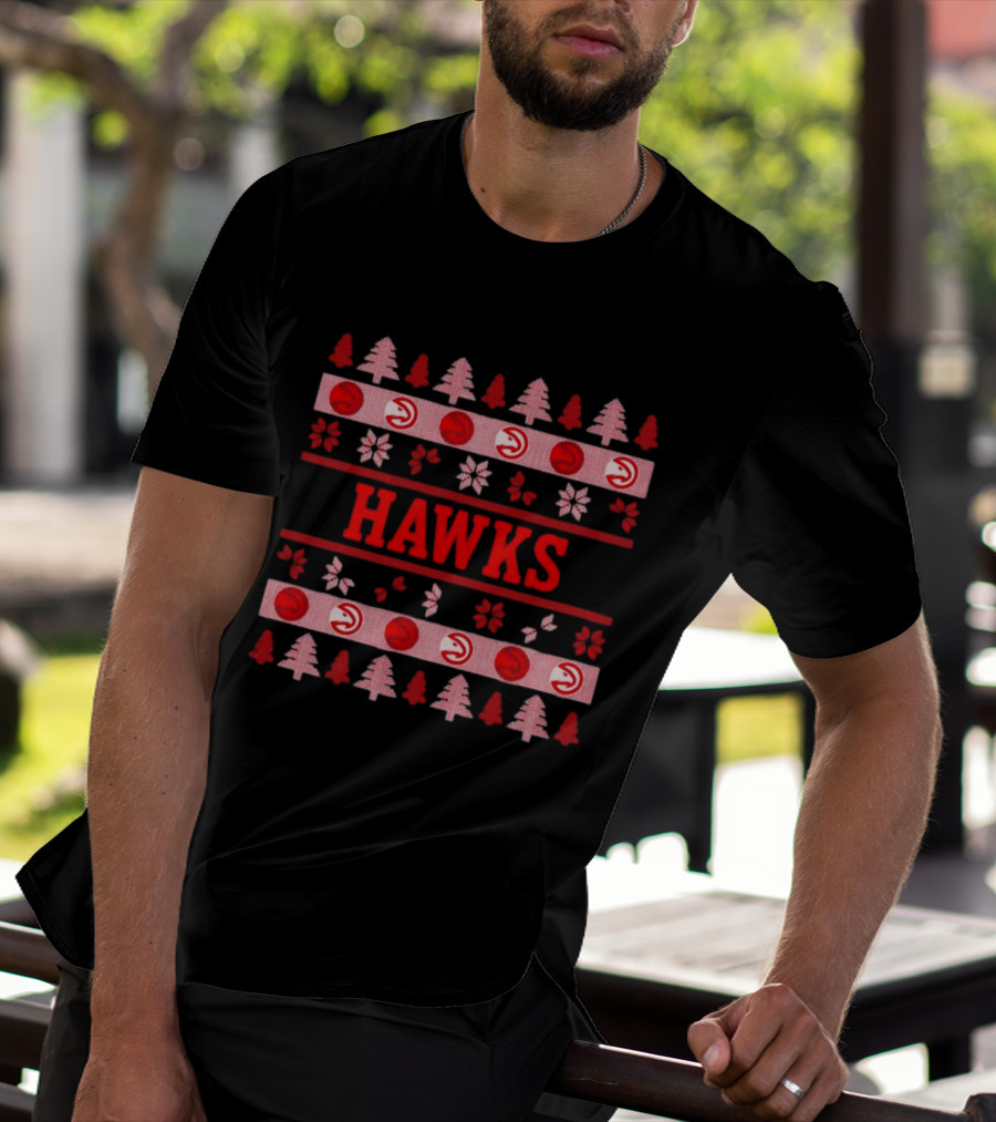 Atlanta Hawks Basketball Holiday Ugly Christmas Sweater T-Shirt