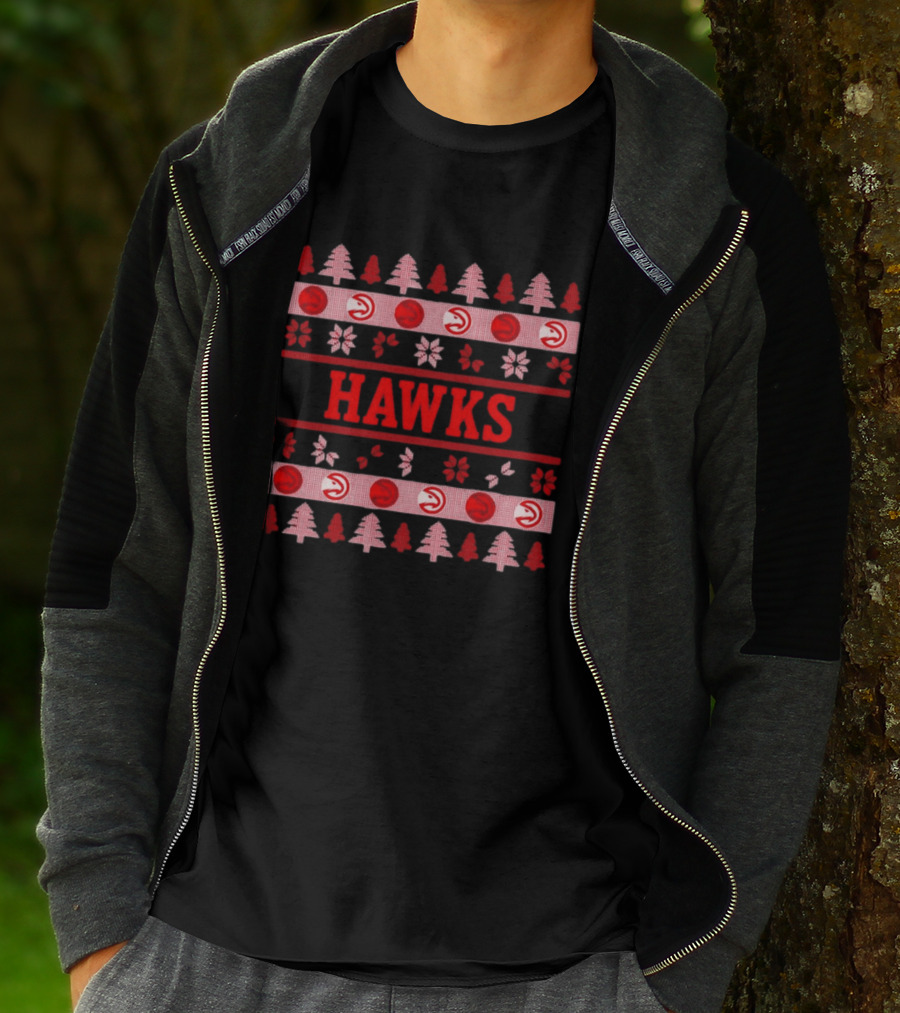 Atlanta Hawks Basketball Holiday Ugly Christmas Sweater T-Shirt