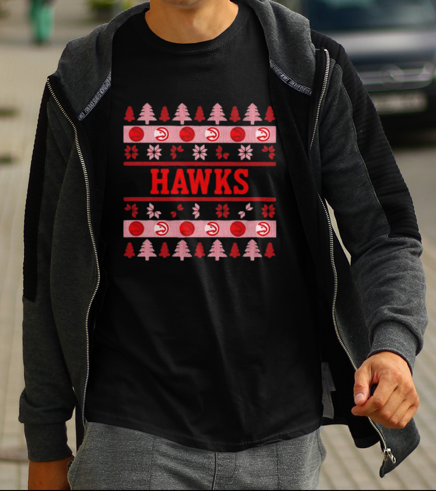 Atlanta Hawks Basketball Holiday Ugly Christmas Sweater T-Shirt