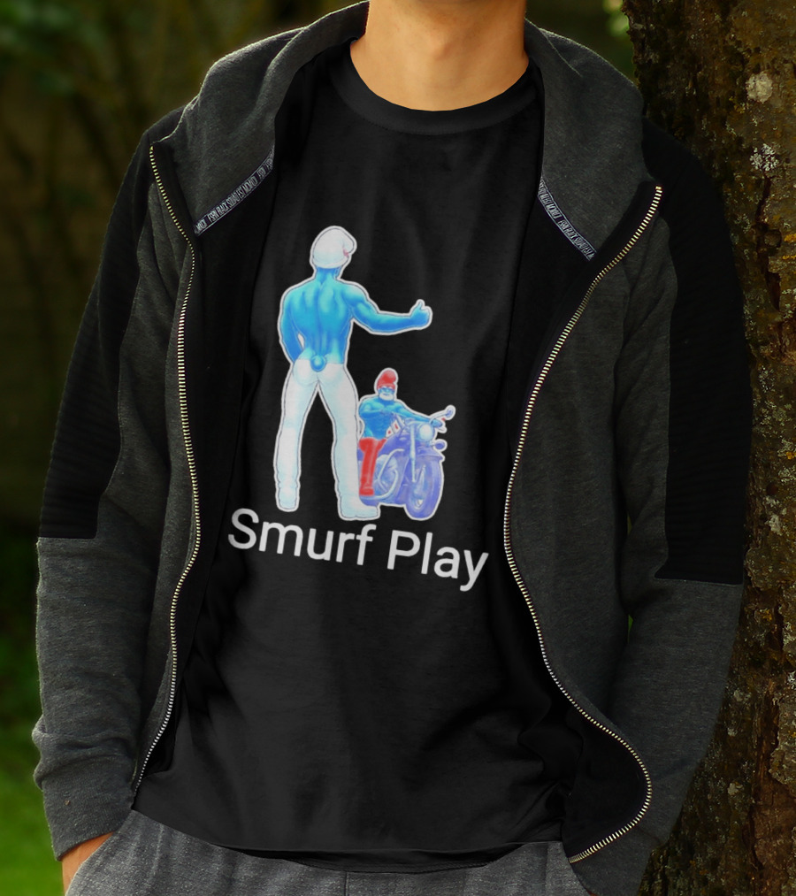 Smurf Play Gay LGBT Biker T-Shirt