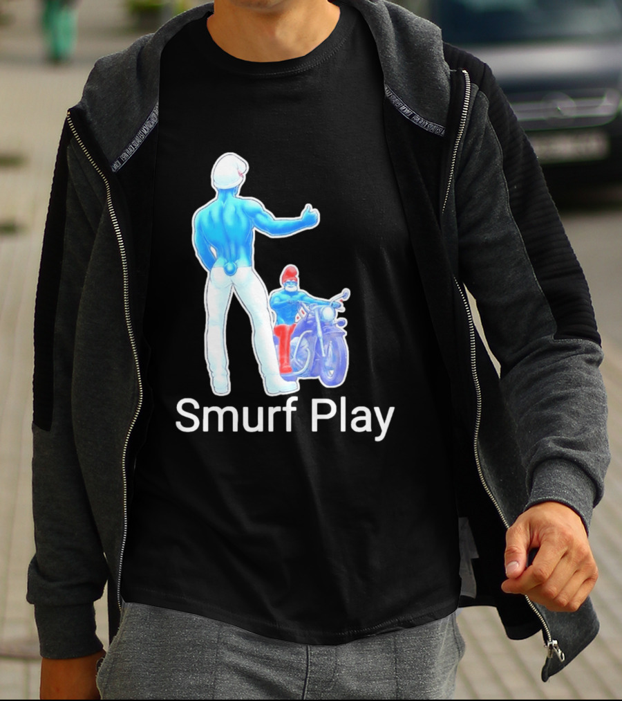 Smurf Play Gay LGBT Biker T-Shirt