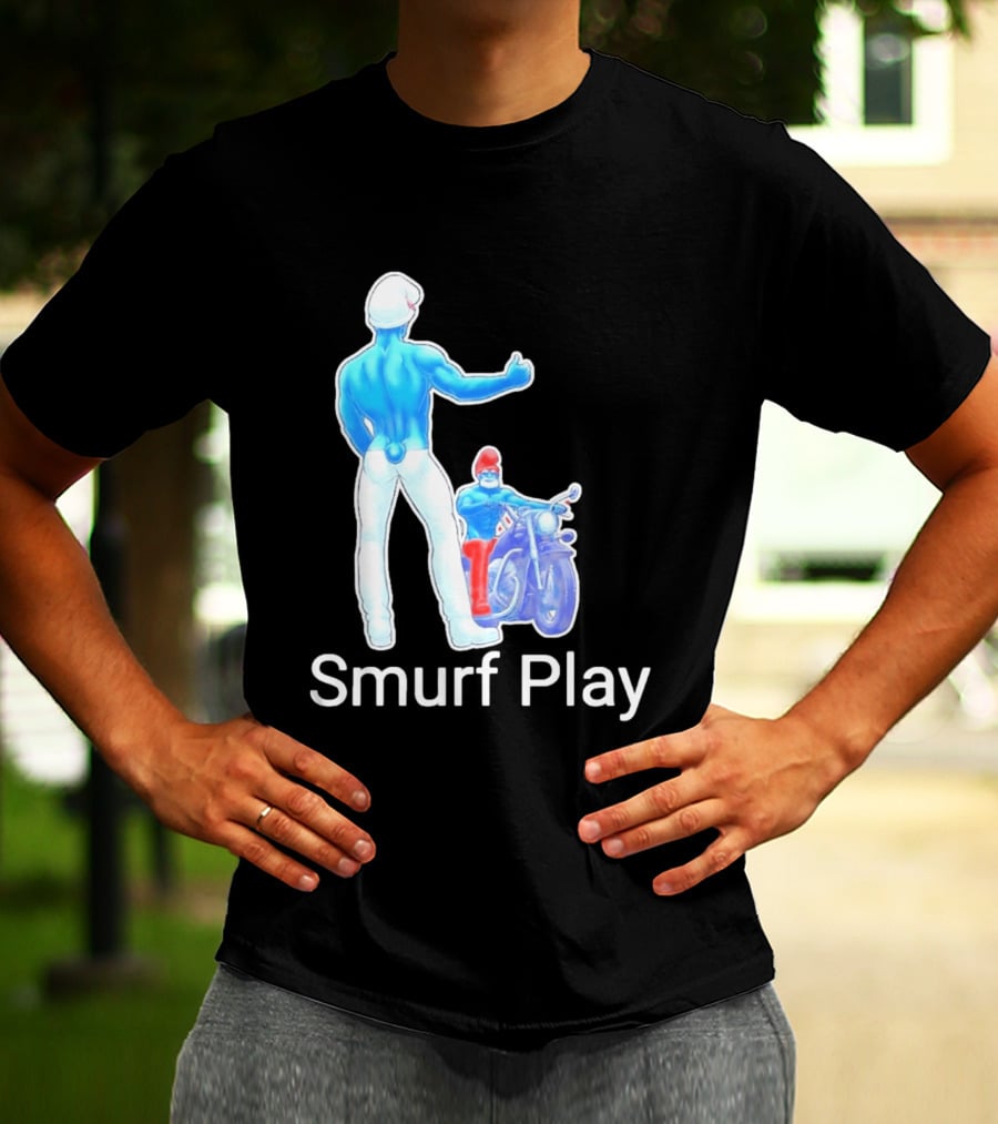 Smurf Play Gay LGBT Biker T-Shirt