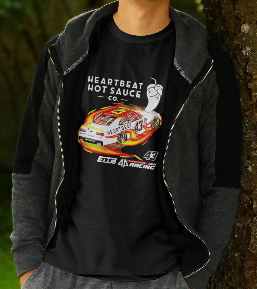 Heartbeat Hot Sauce Co Ryan Ellis 43 Alpha Prime Racing T-Shirt