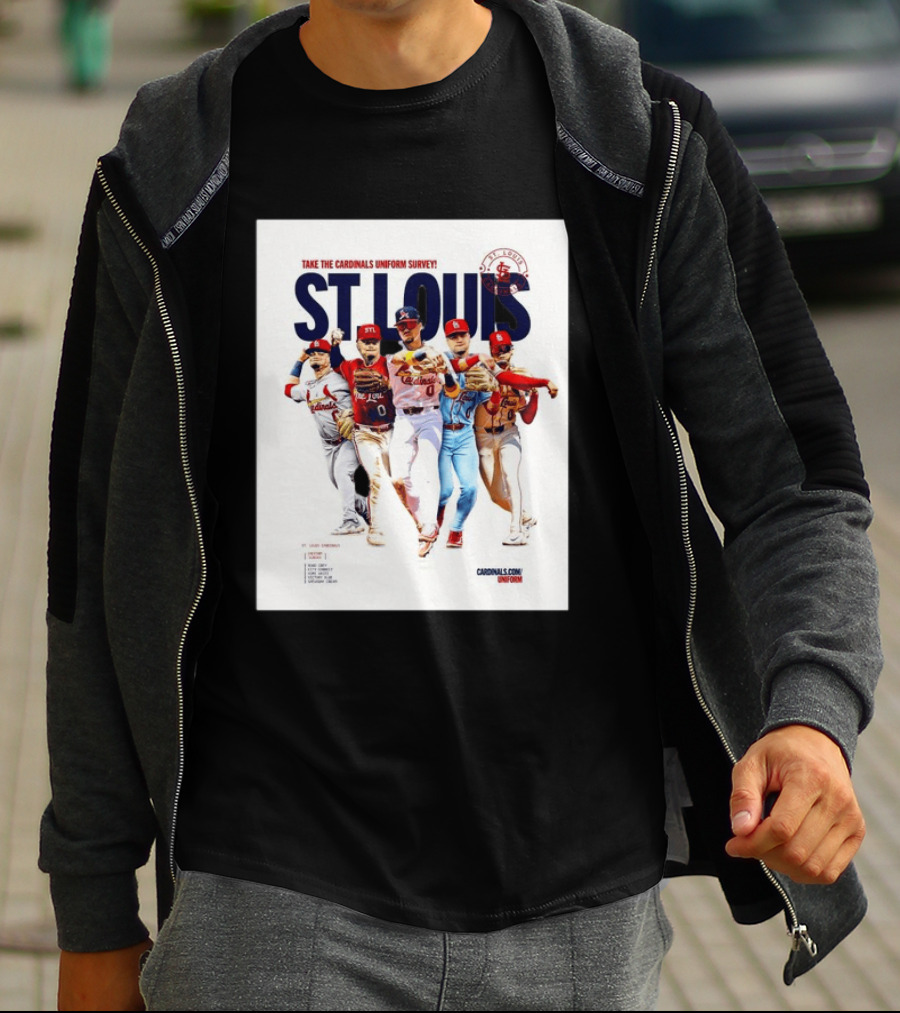 Take The Cardinals Uniform Survey St Louis Historic Baseball Players T-Shirt