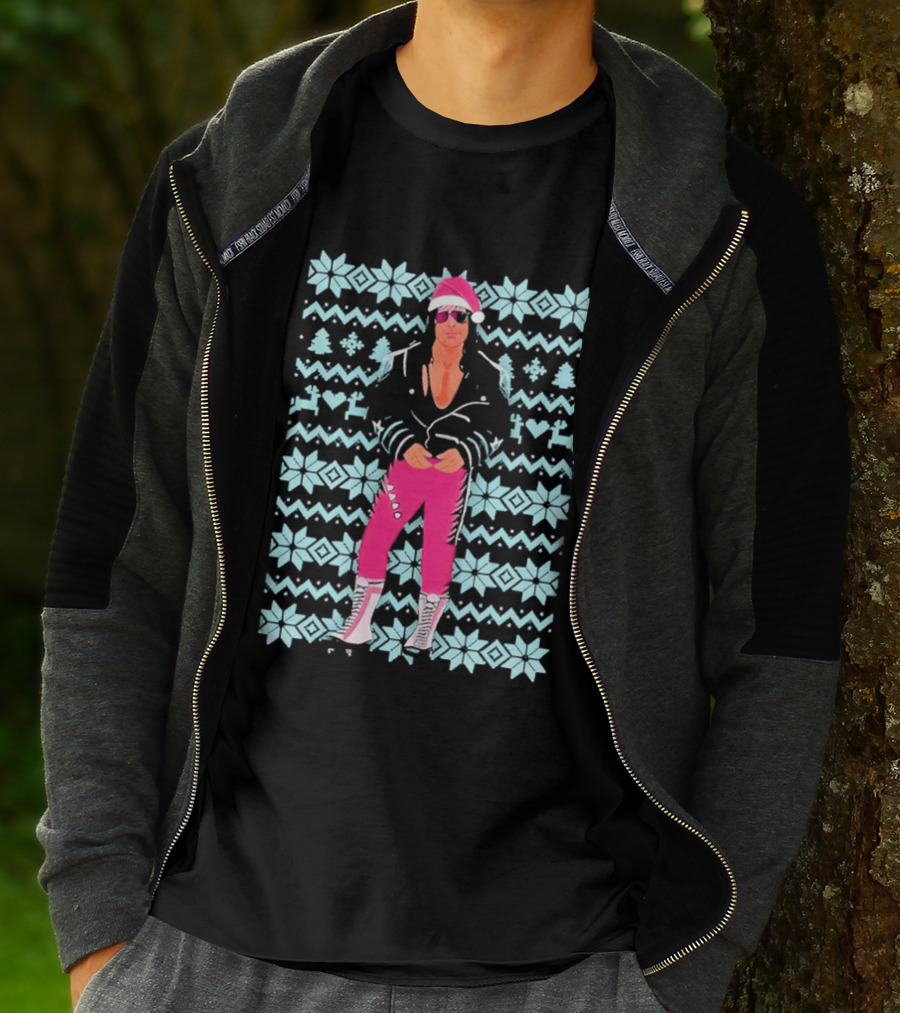 Bret Hart Ugly Christmas Jumper Retro Festive Pink Santa Outfit T-Shirt