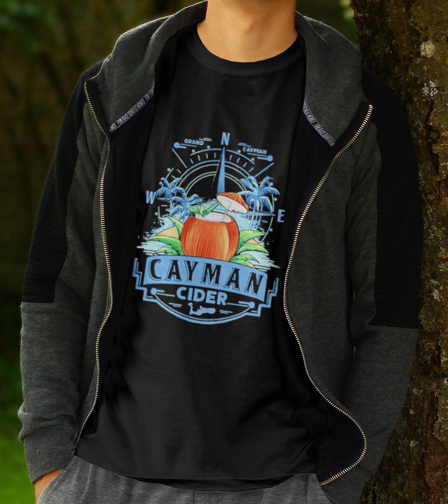 Cayman Cider Tropical Compass Palm Trees Beverage T-Shirt