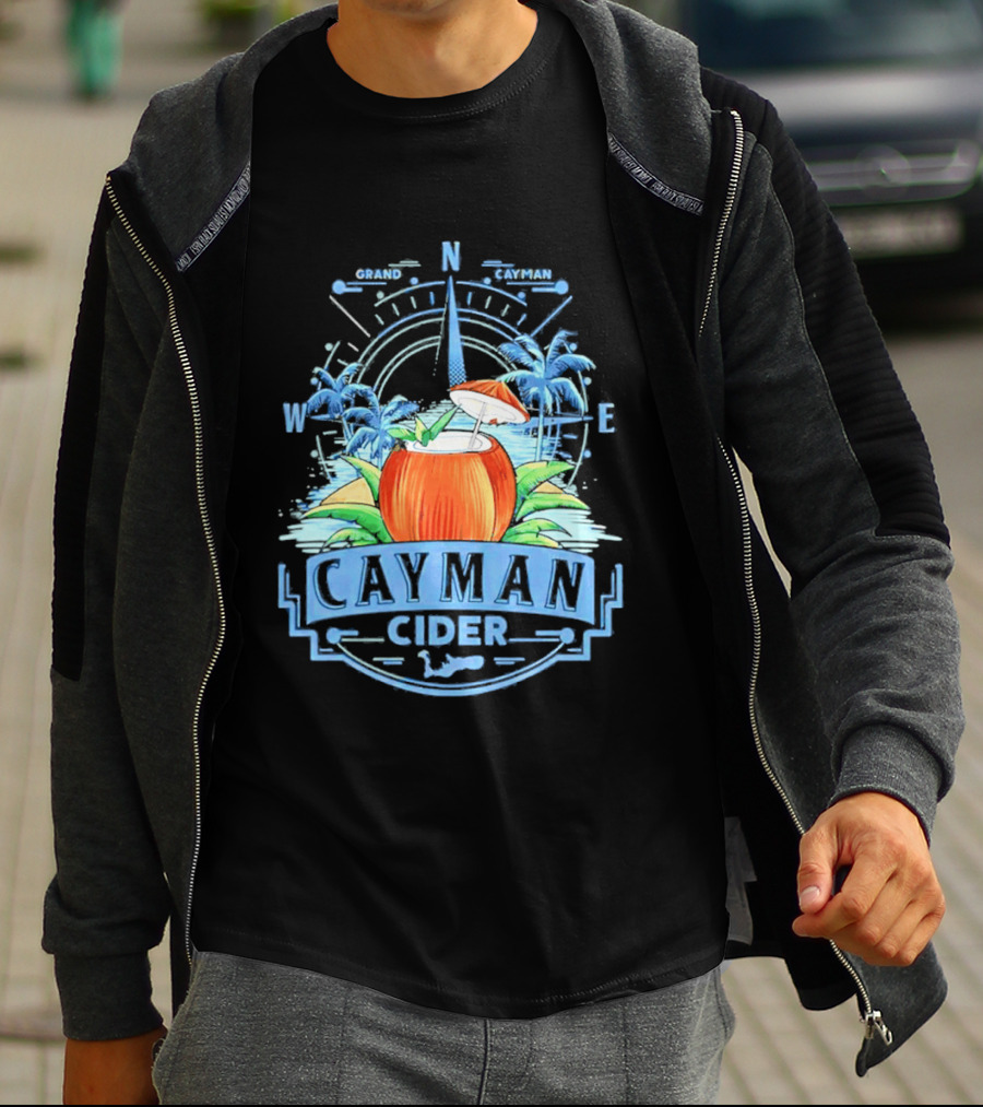 Cayman Cider Tropical Compass Palm Trees Beverage T-Shirt