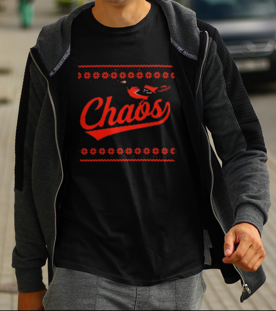 Chaos In Baltimore Orioles Ugly Christmas Sweater T-Shirt