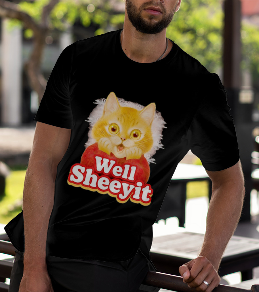 Well Sheeyit Surprised Orange Cat Humor T-Shirt