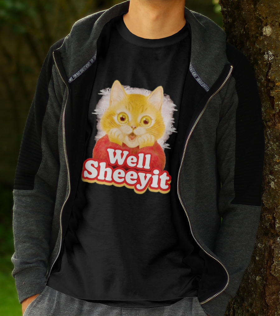Well Sheeyit Surprised Orange Cat Humor T-Shirt