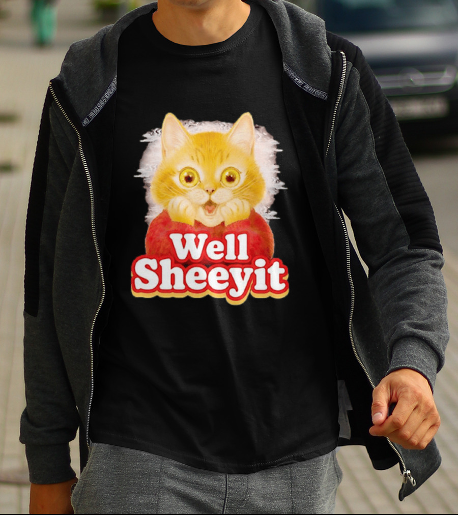 Well Sheeyit Surprised Orange Cat Humor T-Shirt