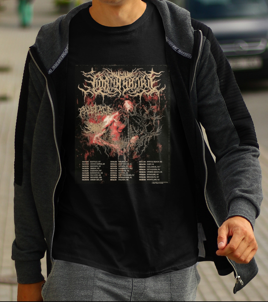 Lorna Shore North America 2026 Tour Dates Featuring Paleface Swiss And Sign Of The Swarm Band Schedule T-Shirt