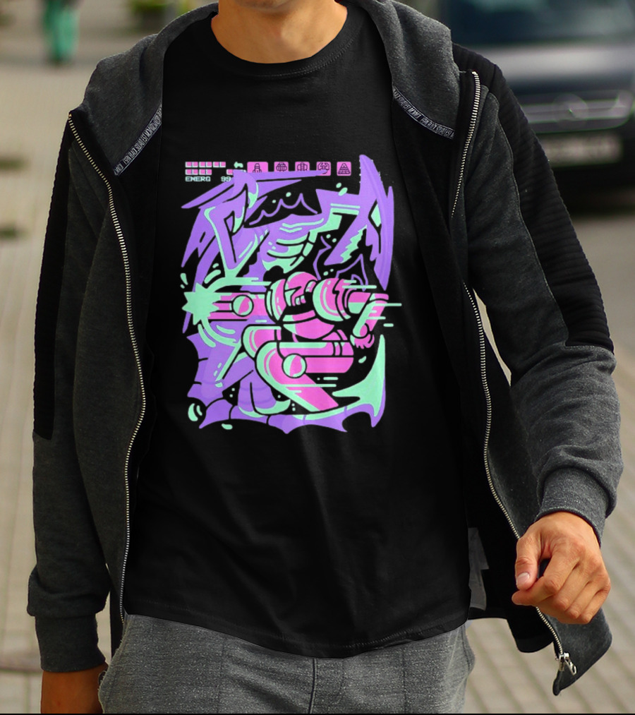 Metroid Space Pirate Skirmish Neon Glitch T-Shirt