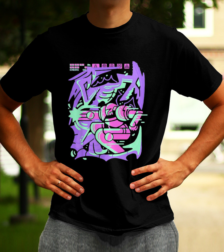 Metroid Space Pirate Skirmish Neon Glitch T-Shirt