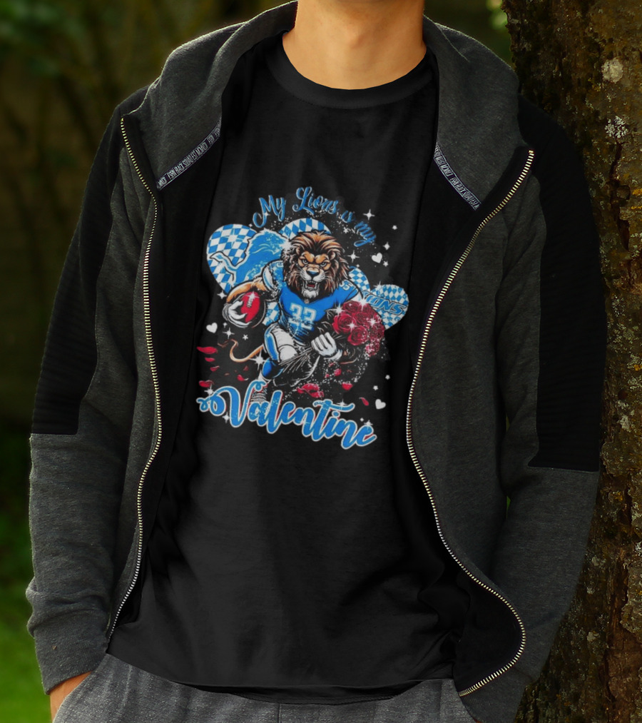 Valentine My Detroit Lions Football Love Roses Player T-Shirt