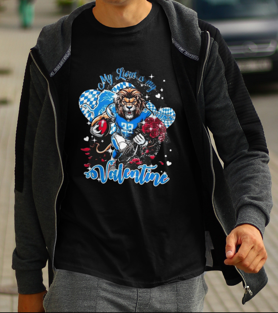 Valentine My Detroit Lions Football Love Roses Player T-Shirt