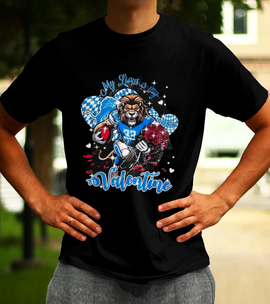 Valentine My Detroit Lions Football Love Roses Player T-Shirt