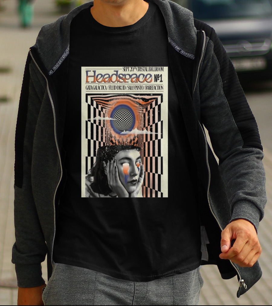 SEPT 20 2025 Crystal Ballroom Headspace No.1 Gata Galactica Fluid Druid Salo Panto Rarefraction T-Shirt