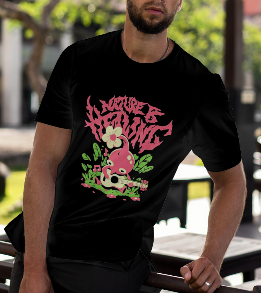 Nature Is Healing Pikmin Playing Guitar T-Shirt