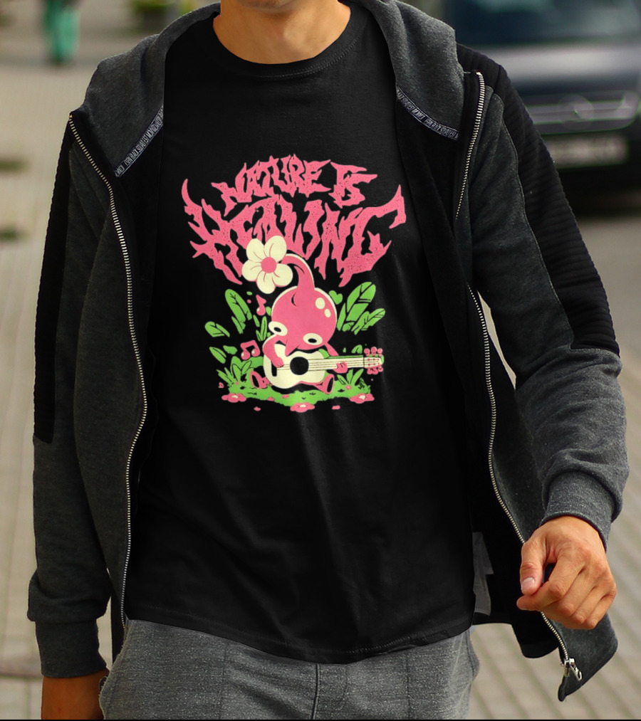 Nature Is Healing Pikmin Playing Guitar T-Shirt