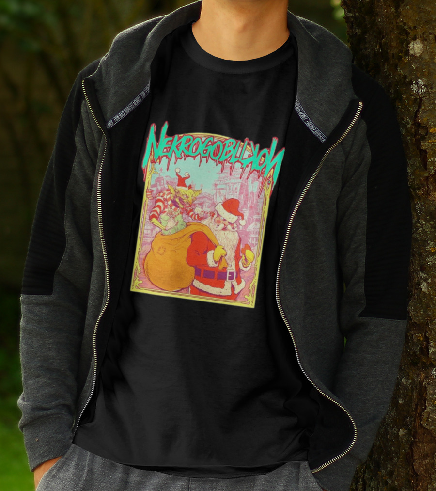 Santa Claus Nekrogoblikon Christmas Goblin Scene T-Shirt