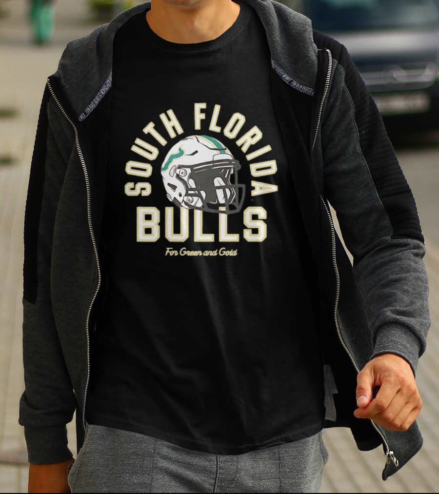 South Florida Bulls Football Helmet For Green And Gold Fans T-Shirt