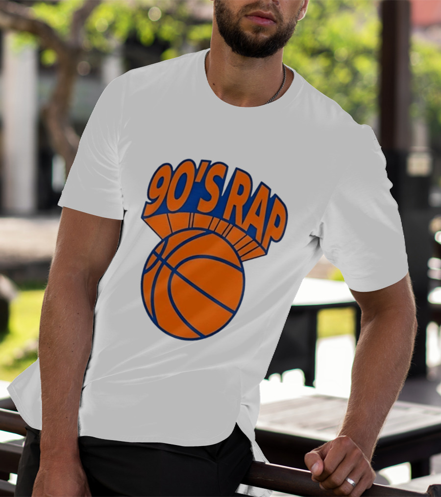 90's Rap Basketball Bold Orange Blue T-Shirt