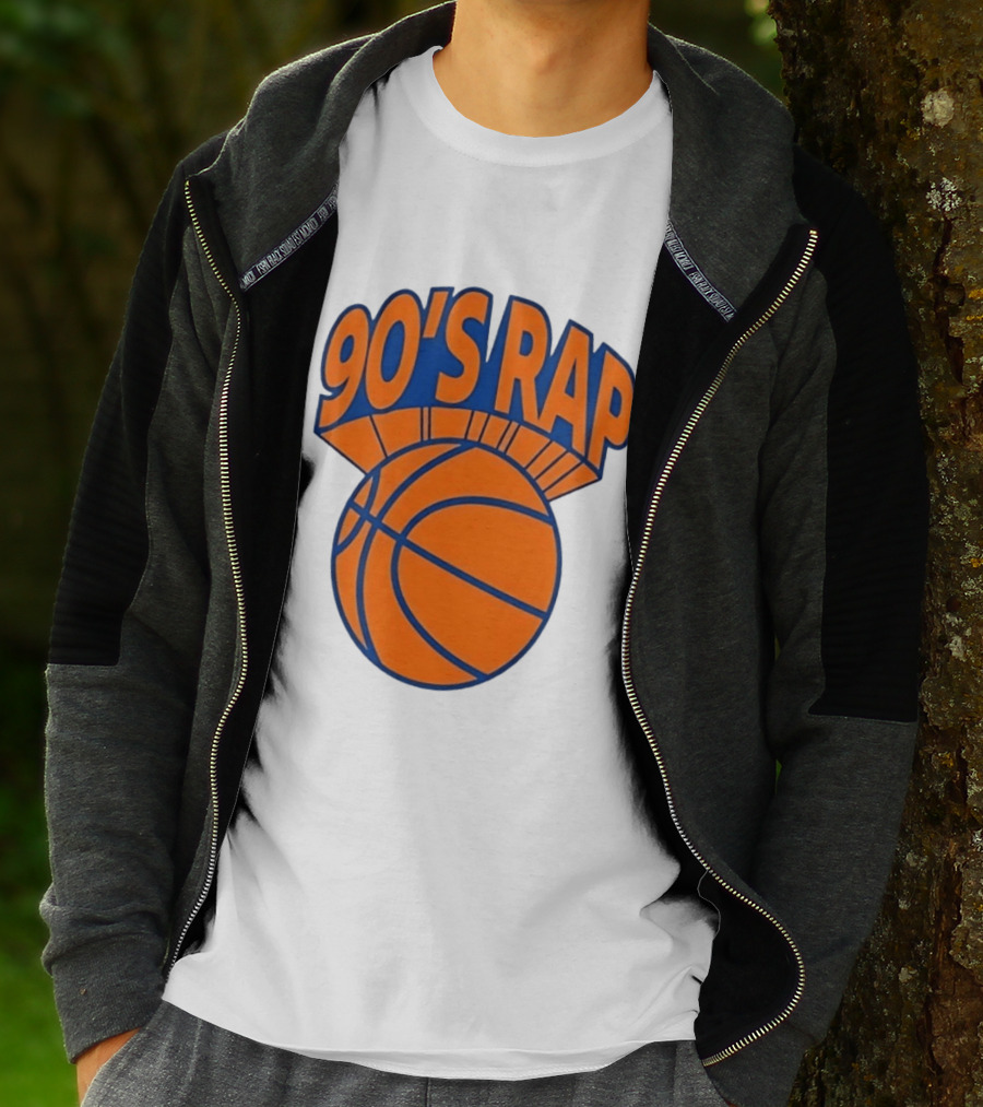 90's Rap Basketball Bold Orange Blue T-Shirt