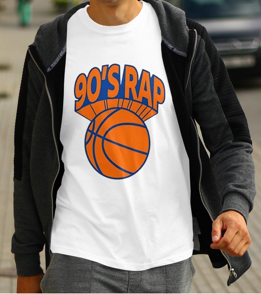 90's Rap Basketball Bold Orange Blue T-Shirt