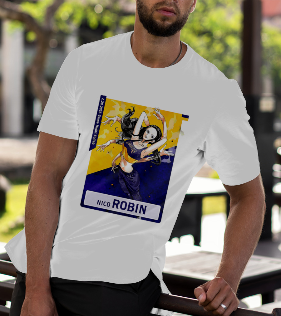 2025 Game Night Collab One Piece X Los Angeles Lakers Nico Robin T-Shirt