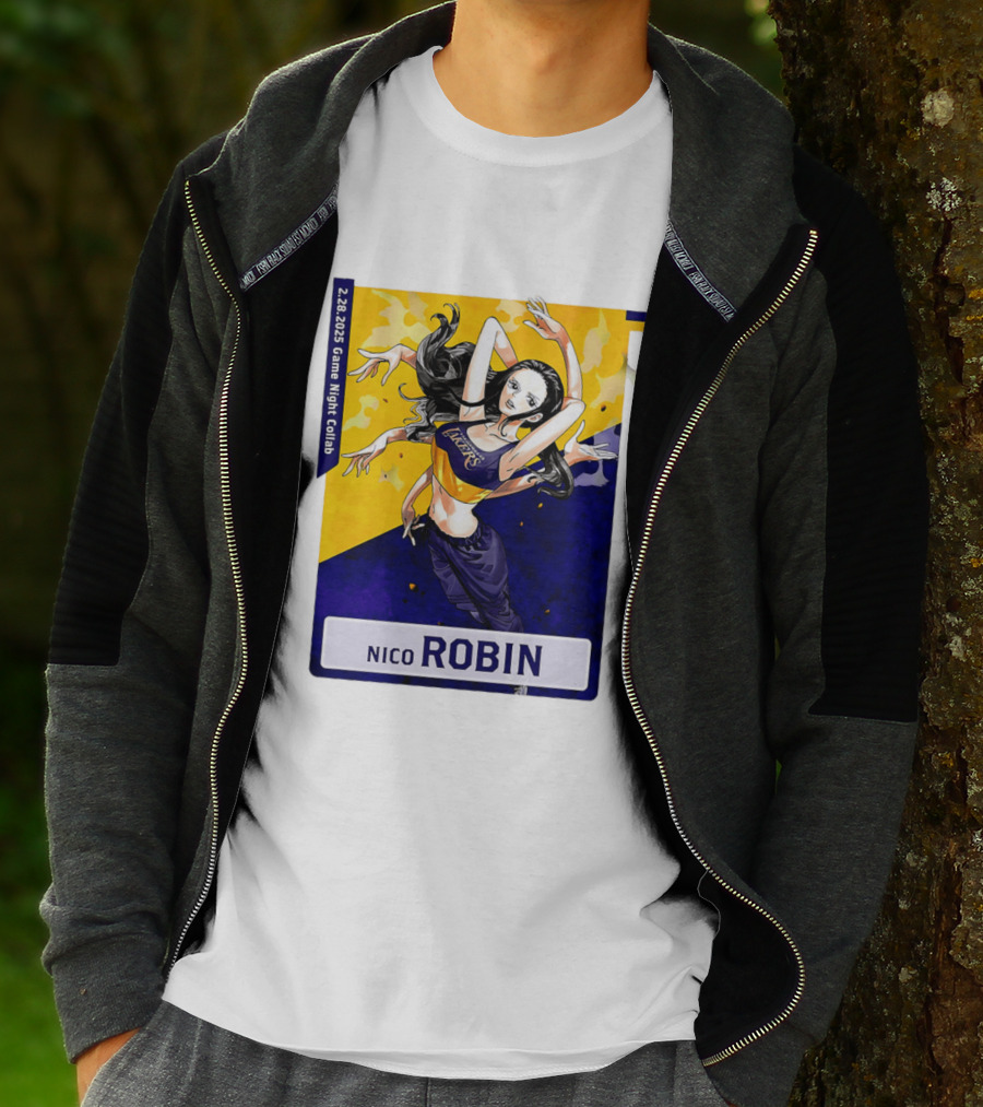 2025 Game Night Collab One Piece X Los Angeles Lakers Nico Robin T-Shirt