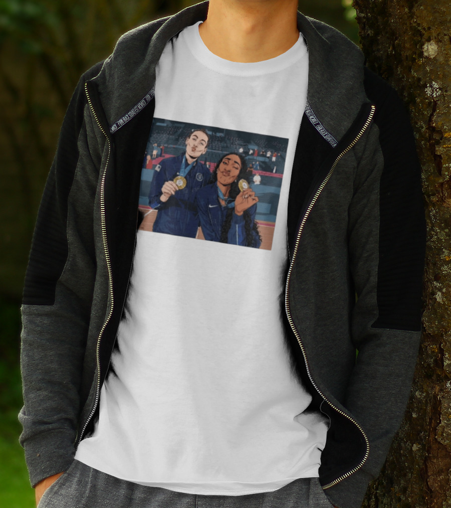 A'Ja Wilson Breanna Stewart Gold Medal Celebration WNBA T-Shirt
