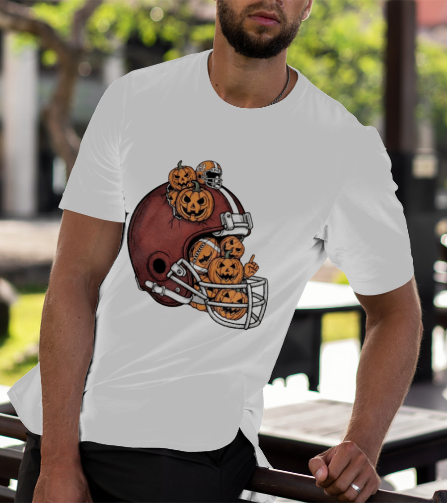 Cleveland Browns Halloween Pumpkin Football Helmet T-Shirt