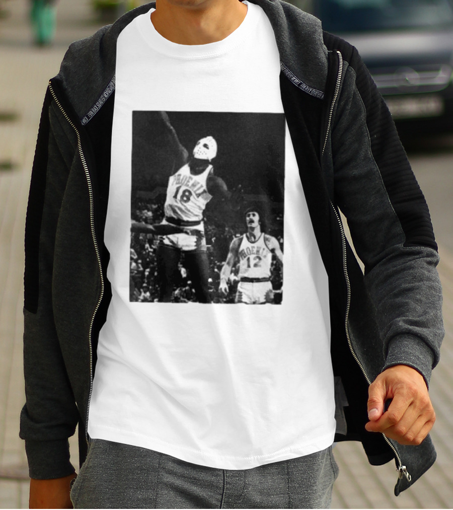 Curtis Perry Wearing Hockey Mask During Phoenix Suns NBA Game T-Shirt