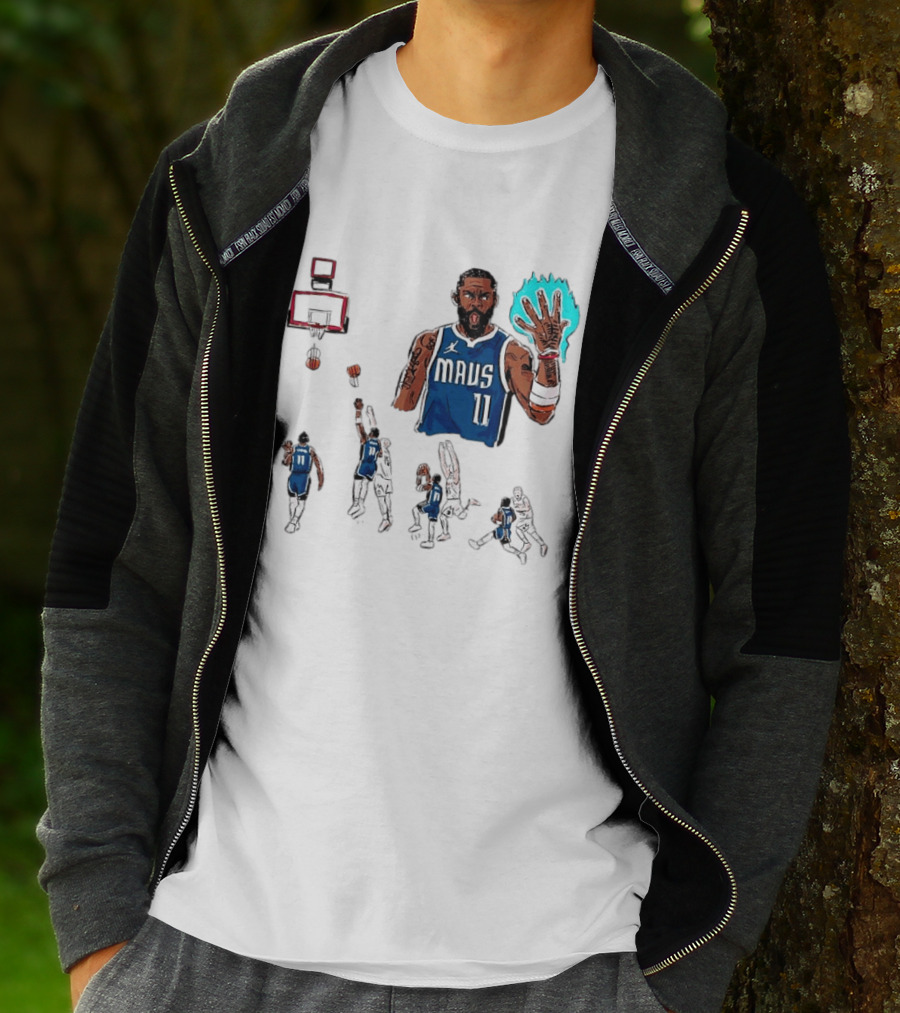 Dallas Mavericks Kyrie Irving Left Hand Hook Shot Game Winner Basketball Play Sequence T-Shirt